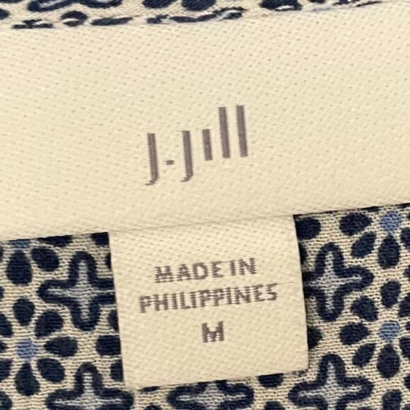 J. Jill Blue Paisley Long Sleeve Peasant Blouse, Tassels, Boho, Lightweight M - Picture 7 of 10